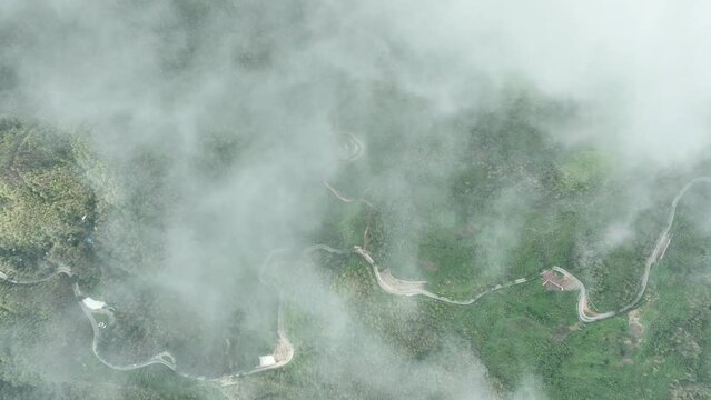 Aerial view of a hilly landscape, Rangamati, Bangladesh.