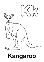 ABC Animal Alphabet Coloring Pages for educational activity, identify animals and read the words on each page