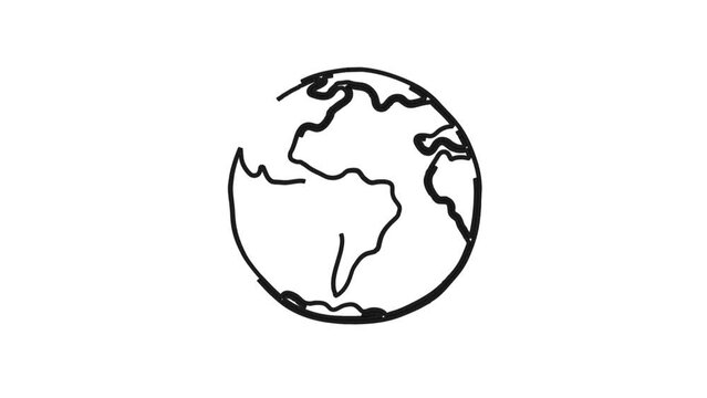 earth Planet globe sketch whiteboard doodle animation