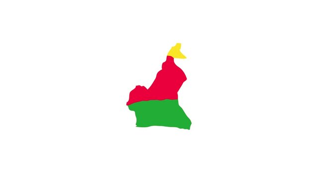 Cameroon central african country map with flag animation