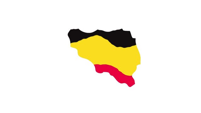 Belgium country geographical map with flag animation