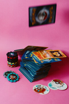 Pokemon playing cards. Tazos Pokemon. Childhood games 2000s. 