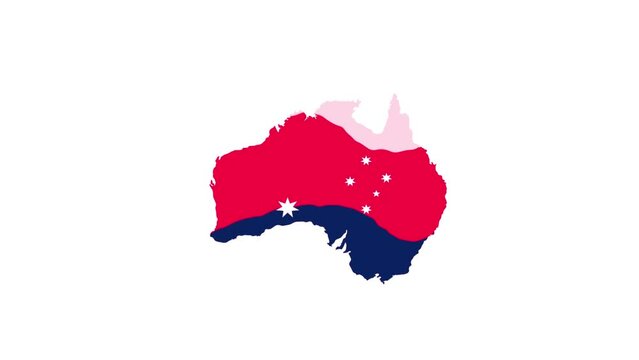 Australia country map with flag animation