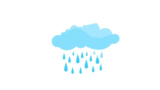 Rainy clouds overcast weather logo flat animation