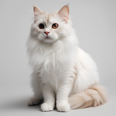 白猫　グレー背景