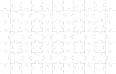 White Jigsaw Puzzle Blank Background Template. Vector Illustration.