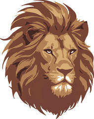 simple flat design silhouette illustration vector of a male lion face with a white background