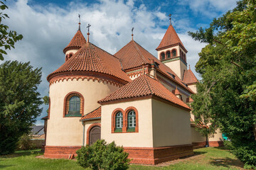 Fototapeta na wymiar beautiful romanesque church. Czechia. Ladna