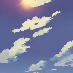 Minimalism style . sun and clouds in the sky .