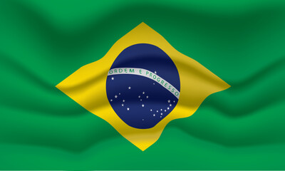 Brazil flag waving 3d illustration