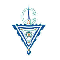Vecto image. The berber fibula a sign of pride and chastity, come in various sizes. Moroccan ornament on a background. Harmonious watercolor pattern. Free-Hand.
