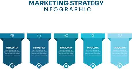 5 step marketing strategy infographic design vector
