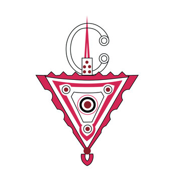 geometric pink pendant design on white