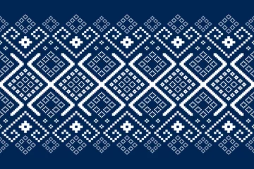 Papier Peint photo Style bohème Indigo navy blue geometric traditional ethnic pattern Ikat seamless pattern border abstract design for fabric print cloth dress carpet curtains and sarong Aztec African Indian Indonesian