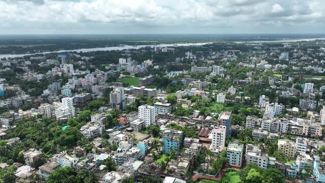 Aerial view of Barisal city, Barisal, Bangladesh.
