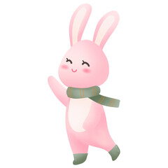 Pink rabbit that smiles with happiness