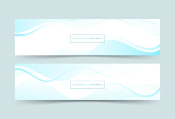 Fototapeta premium banner background, 2 color, blue and white, wave effect, 2 set collection . eps 10