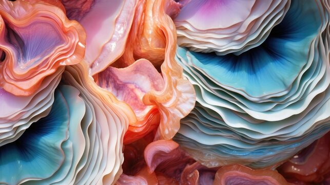 Giant clam texture macro. Beautiful sea shell textured close-up..