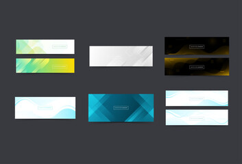 banner background set collection, type, gradation, black and gold, memphis abstract , wave, eps 10