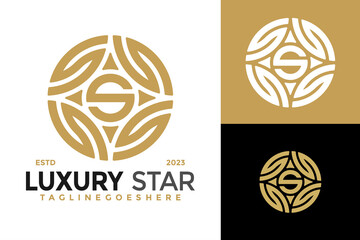 Luxury Star Letter S logo design vector symbol icon illustration