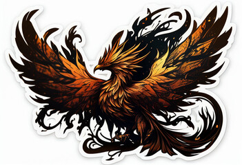 Obraz premium Mystic phoenix sticker. AI Generated
