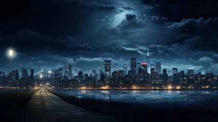 Fototapeta na wymiar Urban night panorama