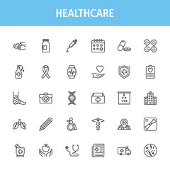 Healthcare line icon set