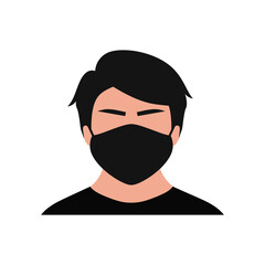 Man face with mask icon flat style isolated on white background. Vector illustration