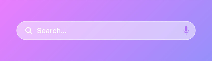 Fototapeta premium Transparent search bar. Internet browser engine with search box, address bar and text field. UI design, website interface element with web icons and push button. Vector illustration