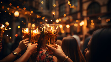 Obraz na płótnie Canvas New Year's glasses of champagne
