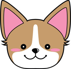 cute element or icon of happy puppy corgi head vector illustration
