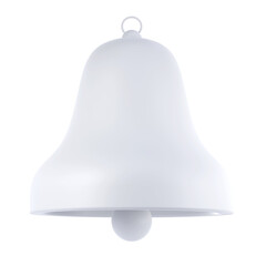 3d render Christmas toy icon of white bell transparent. Social media notice event reminder winter