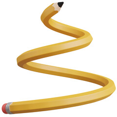 3d render of yellow pencil with abstract shape