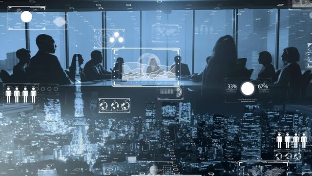 デジタルの世界で成功したビジネスリーダー、DX サイバーセキュリティ、インターネット安全のイメージ