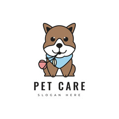 modern minimal pet logo veterinary dog cat head mascot animal friend cute logo design vector graphic illustration