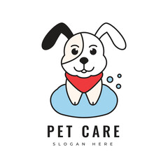 modern minimal pet logo veterinary dog cat head mascot animal friend cute logo design vector graphic illustration