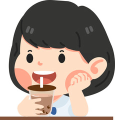 Kid girl student Drinking Tea