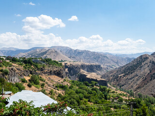 Fototapeta na wymiar mountain landscape near Garni temple in Armenia on sunny summer day