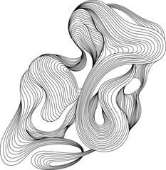 Abstract ink wavy lines. Monochrome composition element for design. Hand drawn illustration shape.