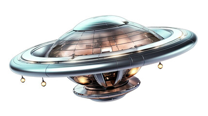 UFO UAP Alien 3d on Transparent White Background Png V4