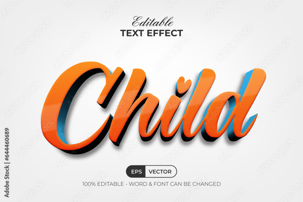 Poster child text effect 3d style. editable text effect.