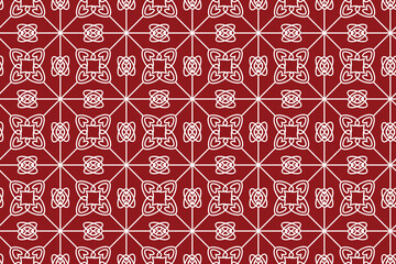 Abstract Pattern on red background Ceramic Floral illustration Tile Seamless Wallpaper Bohemian design Ethnic Print Artistic Repeat Decorative Ethnic Boho Monochrome Wrapping paper Textile Wrapping 