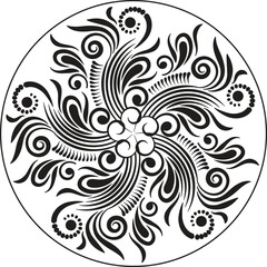 Indian Traditional and Cultural Rangoli, Alpona, Kolam, or Paisley vector line art. Bengal art India. for textile printing, logo, wallpaper	