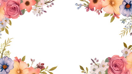 水彩　フラワー　フレーム