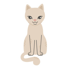 Sitting gray cat. Pet, friend. Simple vector illustration in flat cartoon style isolated on white background.