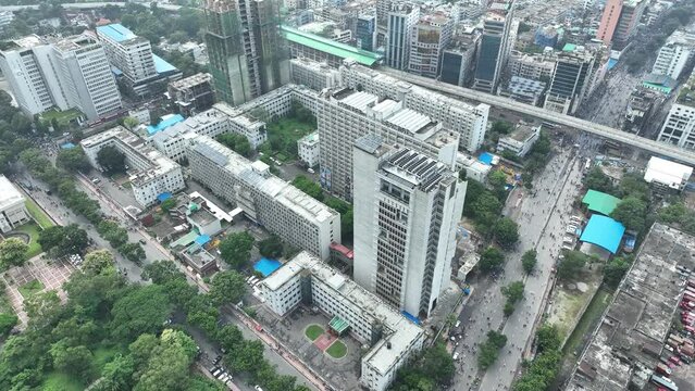 Aerial view of Dhaka cityscape, Dhaka, Bangladesh.