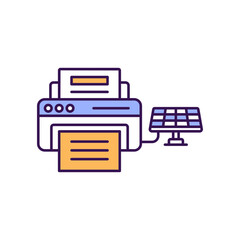 Printer with solar Vector Icon which can easily modify or edit

