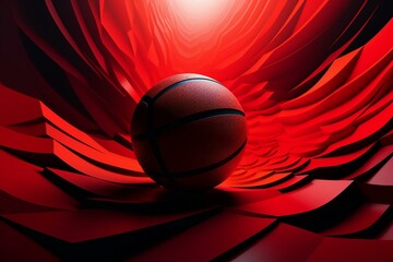 Graphic of a basketball against a black and red backdrop. Generative AI