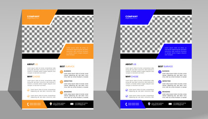 Corporate business flyer template design set with blue, and yellow color. marketing, business proposal, promotion, advertise, publication, cover page. new digital marketing flyer set.
