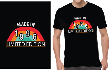 made in 1996 vintage t shirt design, vector retro vintage